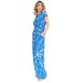 European And American In Stock Women's New Fashion Printed Lace-up Waist Top High Waist Wide Leg Pants Two-piece Set_ecoleips.com