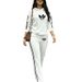 Women's Fashion Casual Printed Two Piece Set Autumn Winter Hooded Long Sleeved Trousers Vacation Wear_ecoleips.com