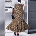 Women's Leopard Print Fishtail Midi Skirt – Stretchy Polyester Wrap Skirt With Elastic Waist For Casual & Night Out (S-XXL)_ecoleips.com