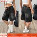 Women's Black Denim Shorts Casual Washed Capri Pants Europe America E Commerce Factory Wholesale_ecoleips.com