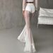 Sheer Mesh Bell Bottom Pants - Stretchy High-Waisted Flared Trousers With Cutout Detail For Women, Sexy Fashion Fit_ecoleips.com