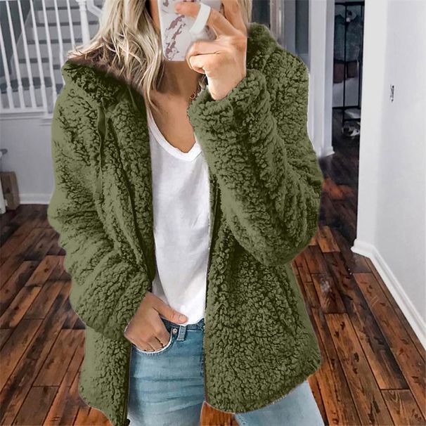 Women's Winter Coat With Hooded Woolen Fleece_ecoleips.com