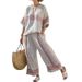 Women's Stylish Digital Print Short Sleeve Shirt & High Waist Pants Set - Loose Fit Casual Two-Piece Outfit With 3d Patterns_ecoleips.com