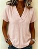 Women's Clothing Summer Women's Knitted Short-Sleeved T-Shirt Butterfly Collar Solid Color Casual Top Style_ecoleips.com