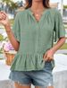 Women's Clothing Fashion V Neck Loose Casual Lotus Leaf Sleeve Shirts_ecoleips.com
