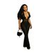 Women's Clothing Women's Sexy Halter Neck Jumpsuit Backless Deep V Neck Lace Detail European American Style Hot Selling With Shorts_ecoleips.com
