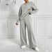European And American Cross-Border INS Style Hot-Selling New Solid Color Round Neck Sleeve Long Pants Women's Elegant_ecoleips.com