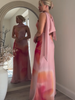 Elegant Tie-dye Gradient Print Sling Long Dress With Scarf Women Holiday Sleeveless Backless Evening Dress Summer Vacation Robes_ecoleips.com