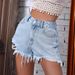 2025s 47#-35865#Women's INS New Casual High-Waisted Frayed Distressed Denim Shorts_ecoleips.com