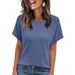 2025 European And American Cross-Border Summer New Product Bestseller Solid Color Round Neck Ribbed Casual Short_ecoleips.com