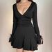 WG253 European And American Cross-border Women's New V-neck Low-cut Long-sleeve Ruffled Slim-fit Elegant Dress Sho_ecoleips.com