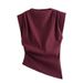 Summer Asymmetrical Strapless Top for Women Sexy Fashionable European American Style with Decorative Shoulder Pads Simple Pleated Design_ecoleips.com