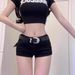 Aria Basics Aria Basics Plus Size European And American Style Hot Girl Black Y2K Denim Ultra Short Pants For Women Summer Low Waist Slimming_ecoleips.com