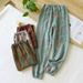 Spring Yarn-dyed Cotton Gauze Pajamas Pants Women's Retro Printed Home Pants Thin Loose Sleepwear Elastic Waist Sleep Bottoms_ecoleips.com