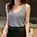 2025 Student Women's Clothing: Ice Silk Rhinestone-Embellished Camisole, Loose-Fit Short Sleeveless V-Neck T-Shirt For_ecoleips.com