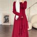 Elegant Long Sleeve Maxi Dress With Scarf Neckline - Flowy A-Line Silhouette, Soft Poly-Cotton Blend, Comfortable & Stylish For Women_ecoleips.com