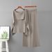 Women's Off-Shoulder Knit Set European American Style Solid Color Summer Top Wide Leg Pants Two Piece Casual Elegant Outfit_ecoleips.com