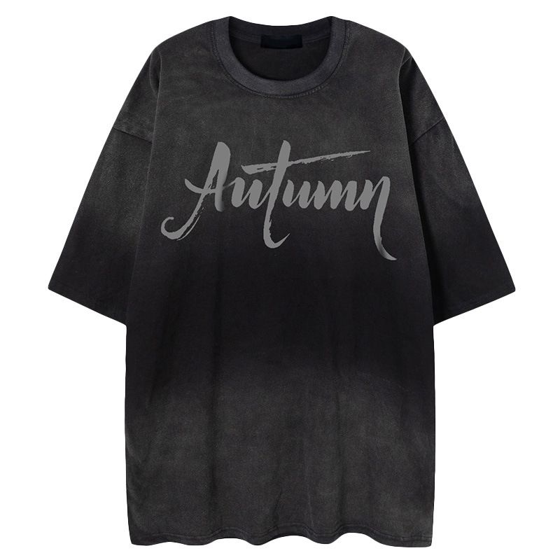 Hip Hop Letter Print T-Shirt For Men & Women – Heavy Short Sleeve, Tie-Dye, Loose BF Style, Trendy Couple Tee_ecoleips.com