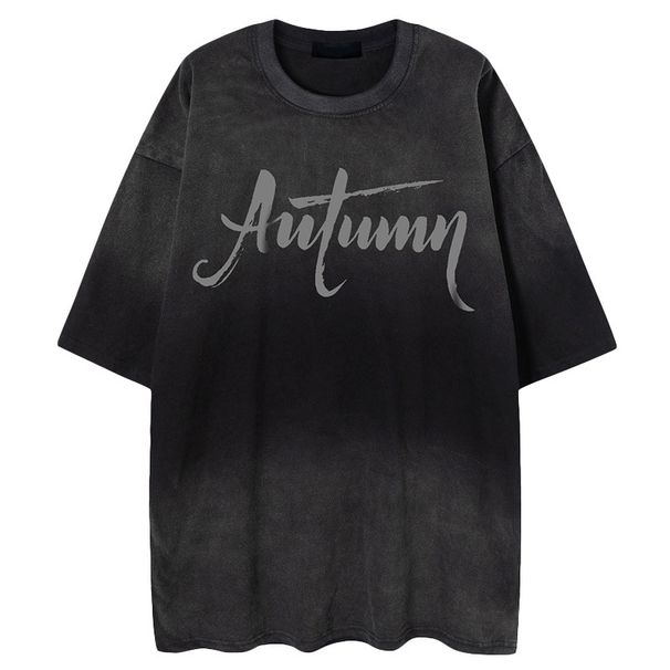 Hip Hop Letter Print T-Shirt For Men & Women – Heavy Short Sleeve, Tie-Dye, Loose BF Style, Trendy Couple Tee_ecoleips.com