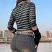 European And American Foreign Trade Y2K Trendy Brand Hot Girl Style Tops, Printed T-shirts, Slim-fit Striped_ecoleips.com