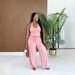 Women's Summer Halter Neck Set Solid Color Casual Street Style Wide Leg Pants With Pockets High Waist For E-commerce European_ecoleips.com