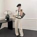 Women's Clothing Autumn Fashionable Autumn Knit Suit Set – Oversized Vest + Wide-Leg Pants (One Size, Black/Beige/Khaki, Office & Casual Outfit)_ecoleips.com