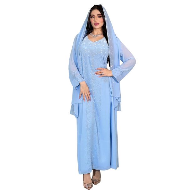 Women's Clothing Hot Diamond Chiffon Robe Party Sparkling Dress_ecoleips.com