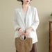 Real Shot Of The New Early Autumn 2025 Cotton-linen Long-sleeve Blazer, Loose-fitting With Patch Pockets, Casual Jacket_ecoleips.com