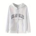 Women's Casual Loose Fitting Hooded Zip Up Cardigan Fleece Lined Top 5046 Print Autumn Winter European American Style_ecoleips.com