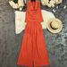Women's Vacation Two Piece Set Sleeveless Button down Vest High Waisted Pleated Wide Leg Pants Draped Neck Collared_ecoleips.com