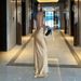 Elegant Round Neck Bodycon Midi Dress - Asymmetric Back Detail Stretchy Clubwear For Women Second Skin Comfort_ecoleips.com