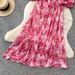 Women's French Style Floral Print Dress Korean Long Sleeve Fitted Waist a Line Elegant Sophisticated Resort Inspired Spring Autumn_ecoleips.com