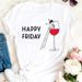 European And American Cross-border Foreign Trade Women's Clothing, Colorful Wine Glass Print Round-neck Short-sleeve_ecoleips.com