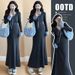 Autumn New Korean Fashion Knitted Plaid Patchwork Tie Maternity Dress_ecoleips.com