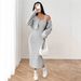 Women's Autumn Ribbed Knit Drop Shoulder Button Down Jacket And Fitted Midi Dress Set New Style_ecoleips.com