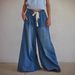 Women's Wide Leg Jeans Drawstring Elastic Waist Loose Straight Leg Pants Spring Autumn Fashionable Casual Denim_ecoleips.com