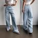 New Cross-border Loose-fitting Floor-length Light Blue Jeans With Vintage Design, Washed Straight High-waisted_ecoleips.com