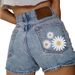 Women's Clothing Denim Shorts Printed Pockets Short Holiday Fashion Solid Polyester Spring/Autumn Regular Size_ecoleips.com