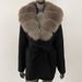 fur collar cape ladies large size knitted cardigan loose coat artificial fur fashionable and w shawl cape_ecoleips.com
