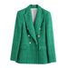 New European And American Foreign Trade Women's Fashion Textured Double-breasted Blazer 4033_ecoleips.com