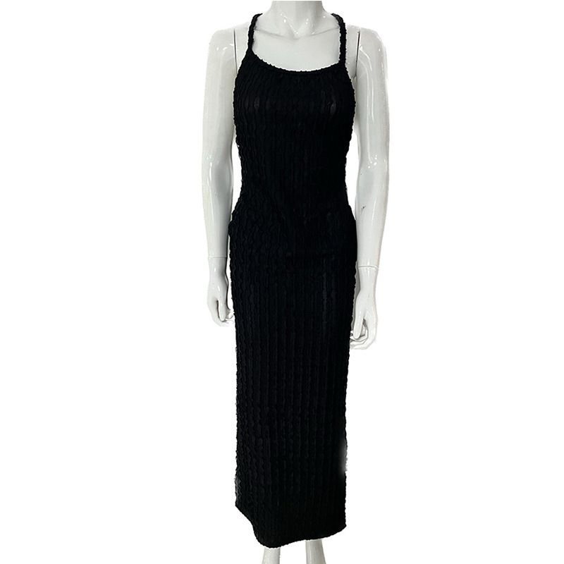 European American Style Women's Fashion Casual Backless Hot Girl Suspender Dress Summer New Style Sexy Popcorn Design_ecoleips.com