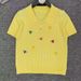 Elegant Embroidered Polo Knit Top For Women - Breathable Viscose Blend Short Sleeve Casual Summer Blouse_ecoleips.com