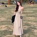 Women's Sexy French Style Long Suspender Dress Alluring Trendy Summer Beach Vacation Wear_ecoleips.com