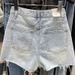 Rough Edge Denim Shorts Female Internet Celebrity New Large Size Fat Mm Loose Korean Version A Font Ripped Hot Pants_ecoleips.com