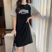 Summer European And American Style Trendy Simple Letter Print Loose Summer Short-sleeved Maternity Dress_ecoleips.com
