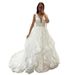 Ethereal Forest Wedding Dress With Deep V-Neck & Open Back – Flowy Chapel Train Bridal Gown In Soft Lace (Ivory/White, Sizes XS-XXXL)_ecoleips.com