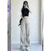 Parachute Work Women's Summer New High Waist Slimming American Design Butterfly Bow Wide Leg Long Pants_ecoleips.com