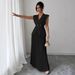 Women's Clothing Elegant Sleeveless V Neck Pleated Skirt Set American Style Fashionable Ladies Outfit_ecoleips.com