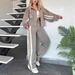 Summer And Autumn Women's Clothing Striped Zipper Top Jacket Sports And Leisure Suit_ecoleips.com