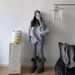 Shanlida Di's Loose-fitting Long-sleeve Sweater For Women, New Winter Style, High-end Gray Casual Shorts_ecoleips.com